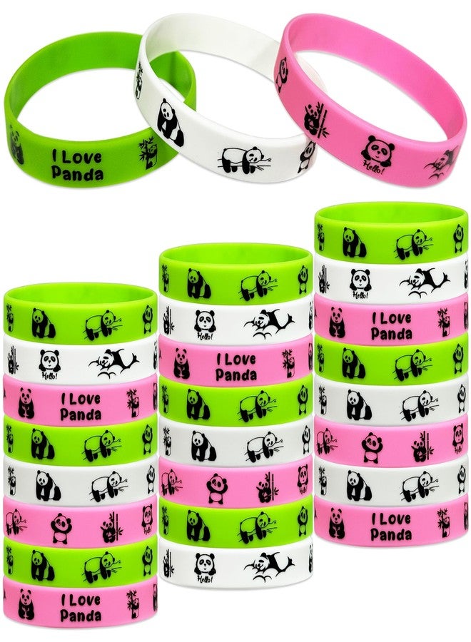 FSHANEE Panda Rubber Bracelets Panda Themed Party Supplies Panda Silicone Wristbands Party Gift Bag Fillers Goodie Bag Stuff, Set of 24 Counts - Image 1